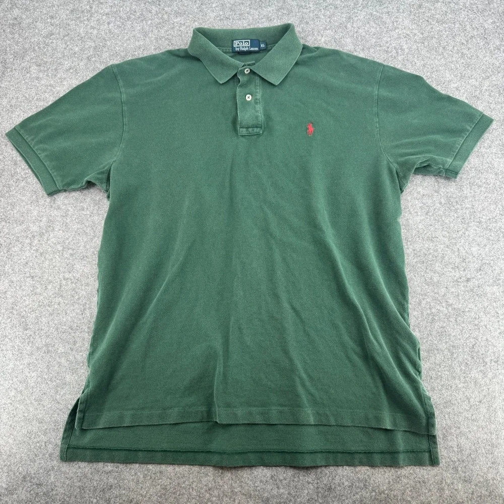 Polo Ralph Lauren Mens XL Green Short Sleeve Cotton Pique Polo Shirt Red Pony